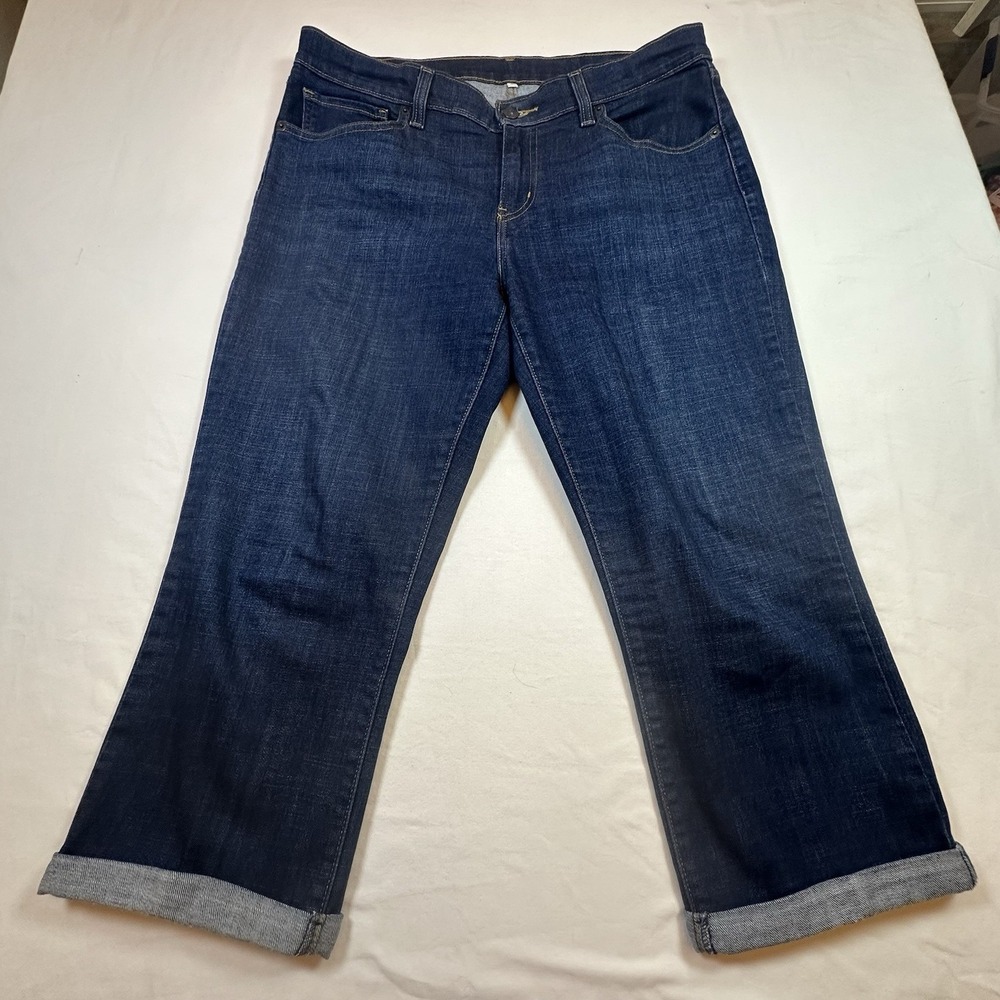 Levi's Mid Rise Stretch‎ Crop Blue Cuffed Dark Wash Jeans Women's Size 31